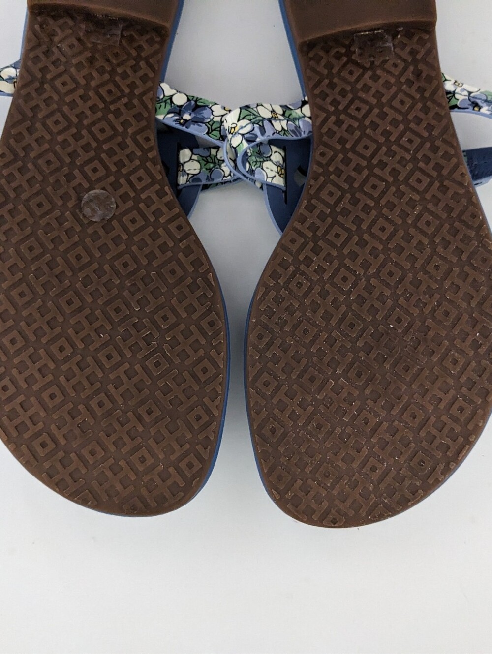 EUC! Tory Burch Miller Sandal Blue Terrace Ditsy Patent Leather Floral Size 9.5 - Picture 16 of 16